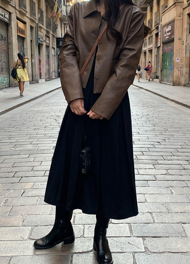 Aveline Cropped Leather Blazer