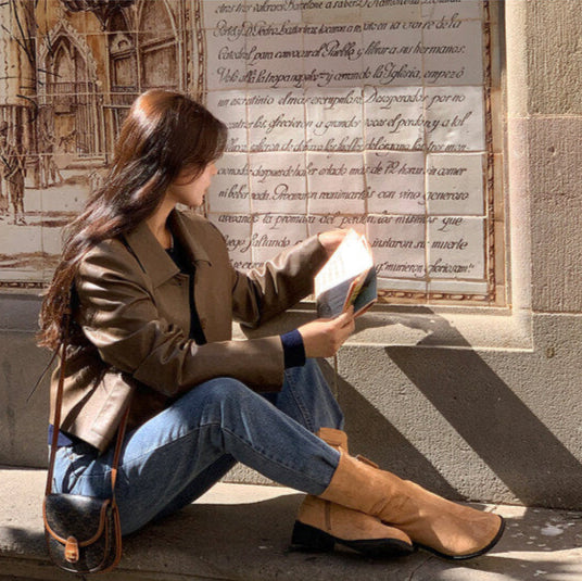 Aveline Cropped Leather Blazer