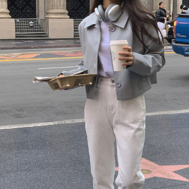 Aveline Cropped Leather Blazer