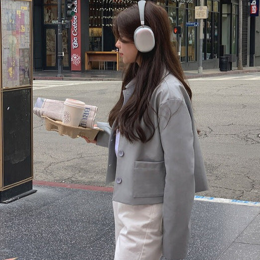 Aveline Cropped Leather Blazer