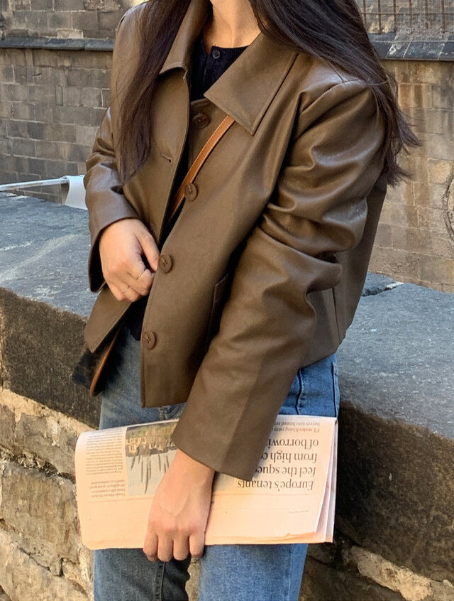 Aveline Cropped Leather Blazer