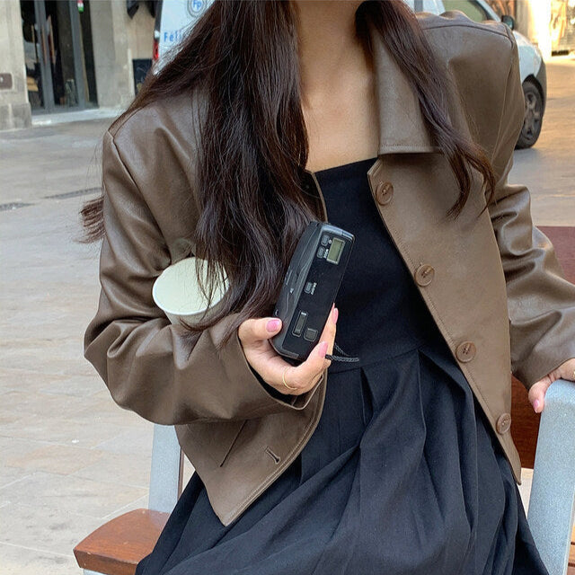 Aveline Cropped Leather Blazer